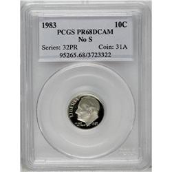 1983 10C No S PR68 Deep Cameo PCGS. Pronounced Cameo c 1983[10C] No S PR68 Deep Cameo PCGS.