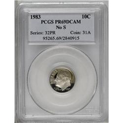 1983 10C No S PR69 Deep Cameo PCGS. The frosted device 1983[10C] No S PR69 Deep Cameo PCGS.