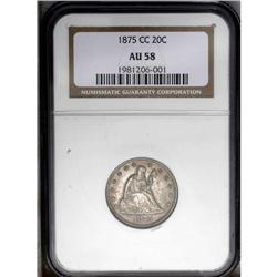 1875-CC 20C AU58 NGC. Deeply toned and well struck wit 1875-CC[20C] AU58 NGC.