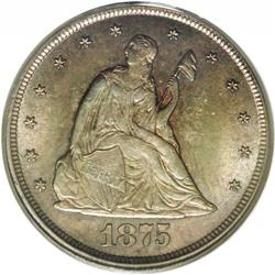 1875-CC 20C MS65 PCGS. A satiny, well preserved coin t 1875-CC[20C] MS65 PCGS.