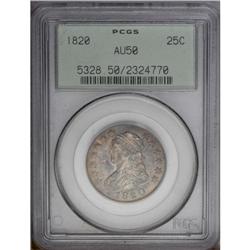 1820 25C Large 0 AU50 PCGS. B-1, R.4. Deep sea-green s 1820[25C] Large 0 AU50 PCGS.