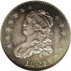 1821 25C MS62 NGC. B-1, R.2. Easily spotted by the sta 1821[25C] MS62 NGC.