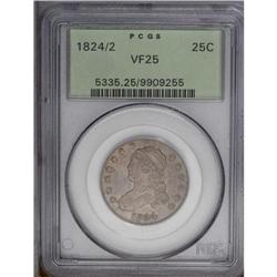 1824/2 25C VF25 PCGS. B-1, R.3. Deep steel-gray and me 1824/2[25C] VF25 PCGS.