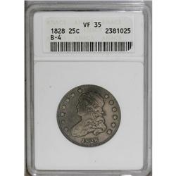 1828 25C VF35 ANACS. B-4, R.3. A gray and ebony mid-gr 1828[25C] VF35 ANACS.