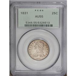 1831 25C Small Letters AU55 PCGS. B-4, R.1. Square ba 1831[25C] Small Letters AU55 PCGS.