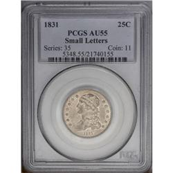 1831 25C Small Letters AU55 PCGS. B-4, R.1. A die crac 1831[25C] Small Letters AU55 PCGS.