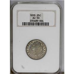 1833 25C AU50 NGC. B-1, R.2. Splashes or coppery-gold 1833[25C] AU50 NGC.