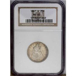 1841-O 25C MS62 NGC. Fully lustrous and lightly toned, 1841-O[25C] MS62 NGC.