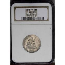 1843-O 25C AU55 NGC. Except for a few incomplete radia 1843-O[25C] AU55 NGC.