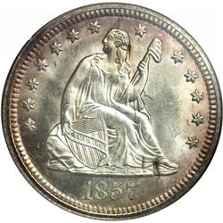 1857 25C MS65 NGC. A bold strike and near-brilliant su 1857[25C] MS65 NGC.