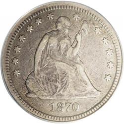 1870-CC 25C VF20 PCGS. Despite its favored status amon 1870-CC[25C] VF20 PCGS.