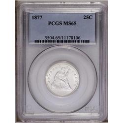 1877 25C MS65 PCGS. Bright and untoned with a pleasing 1877[25C] MS65 PCGS.