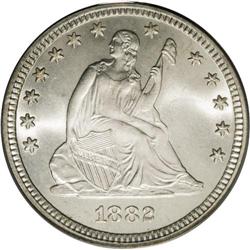 1882 25C MS67 PCGS. We have handled more proof Seated 1882[25C] MS67 PCGS.