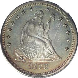 1868 25C PR65 PCGS. The Mint''s low output of only 29, 1868[25C] PR65 PCGS.