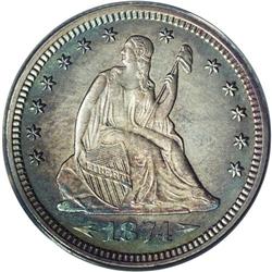 1874 25C Arrows PR64 ANACS. Pinpoint striking details 1874[25C] Arrows PR64 ANACS.