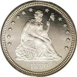 1880 25C PR65 Cameo PCGS. A blazing, snow-white appear 1880[25C] PR65 Cameo PCGS.