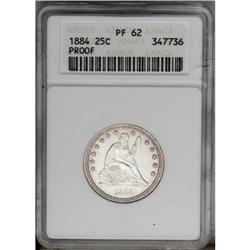 1884 25C PR62 ANACS. Frosty devices appear to merit a 1884[25C] PR62 ANACS.