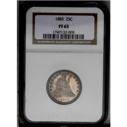 1885 25C PR65 NGC. A well mirrored specimen cloaked in 1885[25C] PR65 NGC.