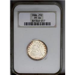 1886 25C PR64 NGC. Delicately frosted on the devices w 1886[25C] PR64 NGC.