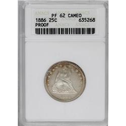 1886 25C PR62 Cameo ANACS. Frosted devices and deep mi 1886[25C] PR62 Cameo ANACS.