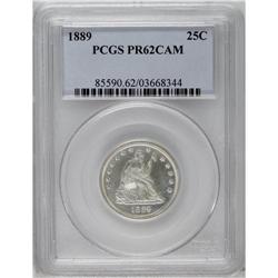 1889 25C PR62 Cameo PCGS. This attractive white Cameo 1889[25C] PR62 Cameo PCGS.