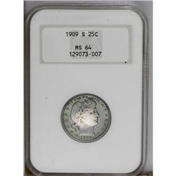 1909-S 25C MS64 NGC. Stunning aqua, violet, and gold t 1909-S[25C] MS64 NGC.