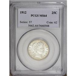 1912 25C MS64 PCGS. A frosty, essentially snow-white e 1912[25C] MS64 PCGS.
