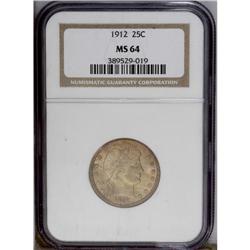 1912 25C MS64 NGC. The obverse is layered in rose-gray 1912[25C] MS64 NGC.