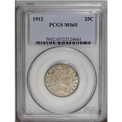 1912 25C MS65 PCGS. Mottled gray and sienna color sits 1912[25C] MS65 PCGS.