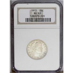 1913 25C MS63 NGC. This lustrous light honey-gold exam 1913[25C] MS63 NGC.