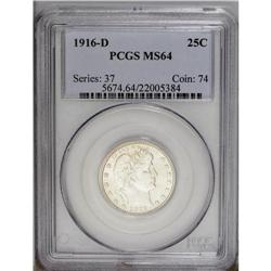 1916-D 25C MS64 PCGS. Untoned with a hard, satiny shee 1916-D[25C] MS64 PCGS.