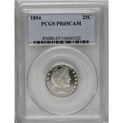 1894 25C PR65 Cameo PCGS. Splendid white-on-black cont 1894[25C] PR65 Cameo PCGS.