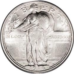 1916 25C MS65 Full Head PCGS. Standing Liberty quarter 1916[25C] MS65 Full Head PCGS.