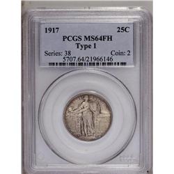 1917 25C Type One MS64 Full Head PCGS. Well struck wit 1917[25C] Type One MS64 Full Head PCGS.