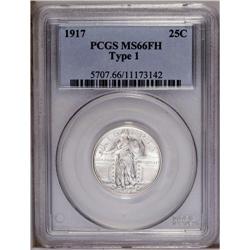 1917 25C Type One MS66 Full Head PCGS. Brilliant-white 1917[25C] Type One MS66 Full Head PCGS.