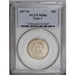1917-D 25C Type One MS66 PCGS. Lustrous surfaces displ 1917-D[25C] Type One MS66 PCGS.