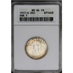 1917-S 25C Type One MS64 Full Head ANACS. Boldly struc 1917-S[25C] Type One MS64 Full Head ANACS.