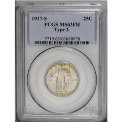 1917-S 25C Type Two MS63 Full Head PCGS. Lemon-tinged 1917-S[25C] Type Two MS63 Full Head PCGS.