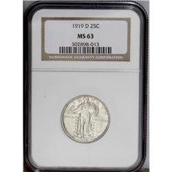 1919-D 25C MS63 NGC. Fully lustrous with a touch of ro 1919-D[25C] MS63 NGC.