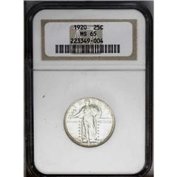 1920 25C MS65 NGC. Radiantly lustrous surfaces exhibit 1920[25C] MS65 NGC.