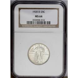 1920-D 25C MS64 NGC. Sharply struck design elements di 1920-D[25C] MS64 NGC.