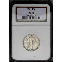 1921 25C AU55 NGC. Boldly struck and just shy of full 1921[25C] AU55 NGC.