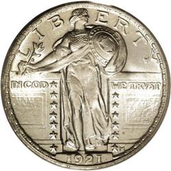 1921 25C MS65 Full Head PCGS. Fully struck with an ess 1921[25C] MS65 Full Head PCGS.