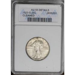 1923-S 25C --Cleaned--ANACS. AU55 Details. Luster glimm 1923-S[25C]--Cleaned--ANACS. AU55 Details.