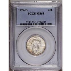 1924-D 25C MS65 PCGS. Lustrous and attractive, with da 1924-D[25C] MS65 PCGS.