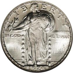 1924-S 25C MS67 NGC. Swirling mint frost is easily the 1924-S[25C] MS67 NGC.