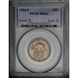 1926-S 25C MS64 PCGS. Radiant luster exudes form light 1926-S[25C] MS64 PCGS.