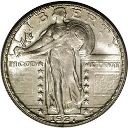 1927-S 25C MS65 PCGS. With a meager mintage of 396,000 1927-S[25C] MS65 PCGS.