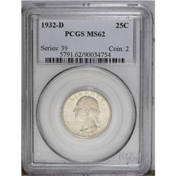 1932-D 25C MS62 PCGS. Well struck with light golden to 1932-D[25C] MS62 PCGS.