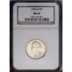 1932-S 25C MS62 NGC. Gentle golden patination enriches 1932-S[25C] MS62 NGC.